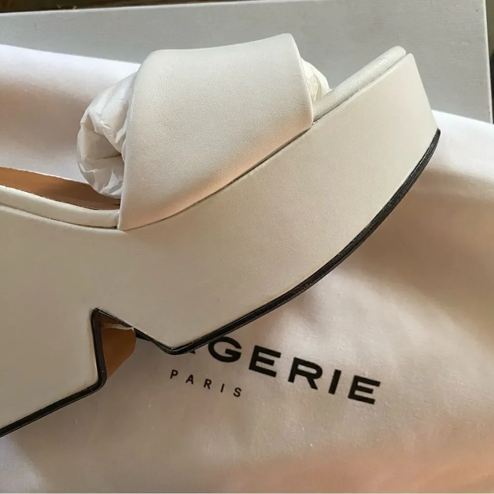 Robert Clergerie Darryl white Platforms Sandals Wedges Shoes Sz 41 10.5 NEW